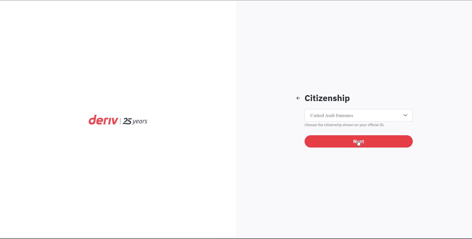 Citizenship selection step